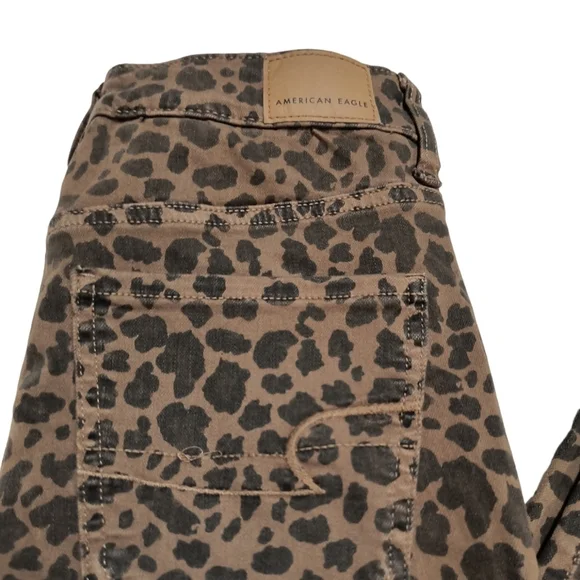 American Eagle Leopard Print Super Hi Rise Jeggings Size 6 - Picture 2 of 8